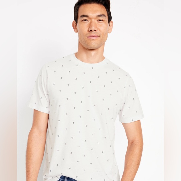 White T shirt with black palm trees small - Picture 1 of 2